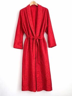 Vintage Dragon Motif Satin Robe Smoking Jacket  - One Size